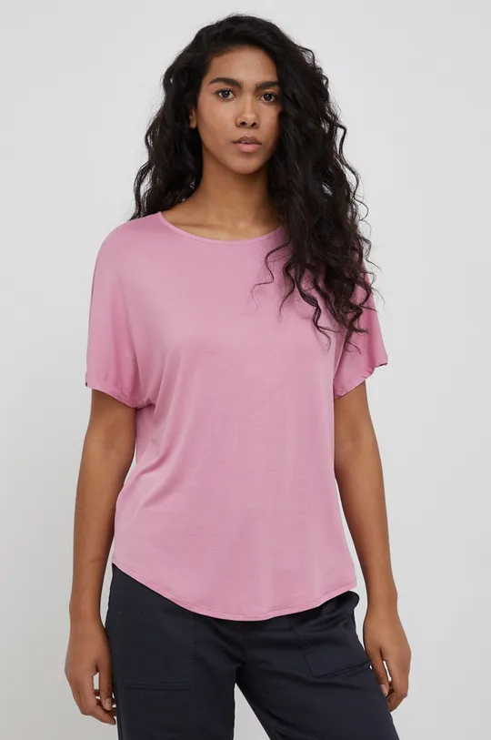 różowy United Colors of Benetton t-shirt Damski
