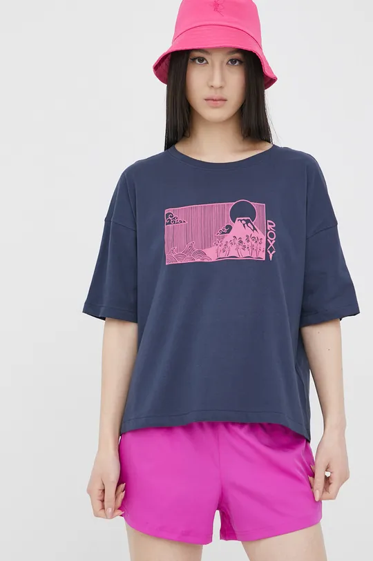 granatowy Roxy t-shirt bawełniany