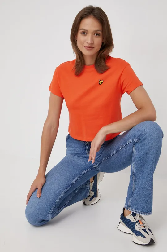 pomarańczowy Lyle & Scott t-shirt bawełniany Damski