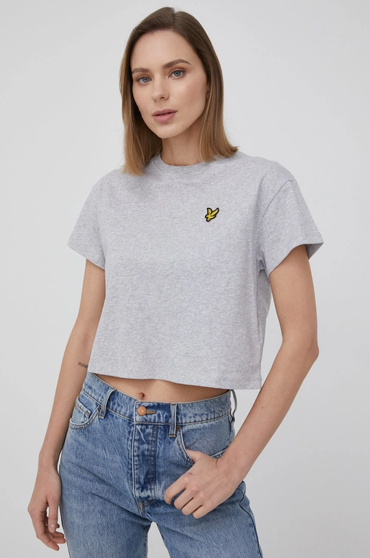 szary Lyle & Scott t-shirt bawełniany Damski