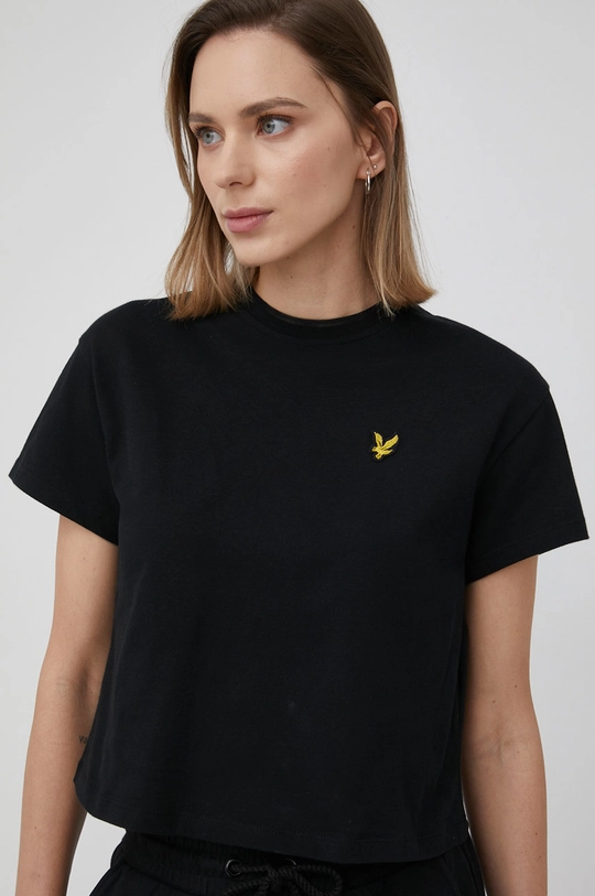 μαύρο Βαμβακερό μπλουζάκι Lyle & Scott