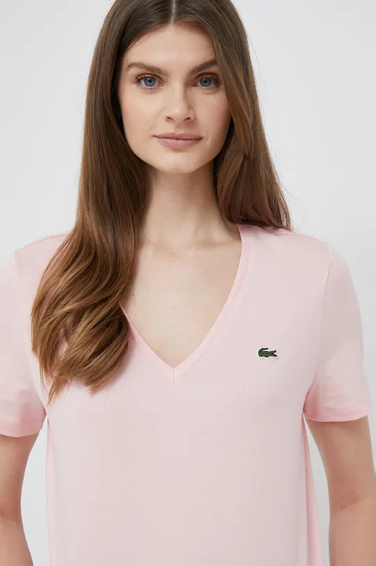 ροζ Βαμβακερό μπλουζάκι Lacoste TF8392