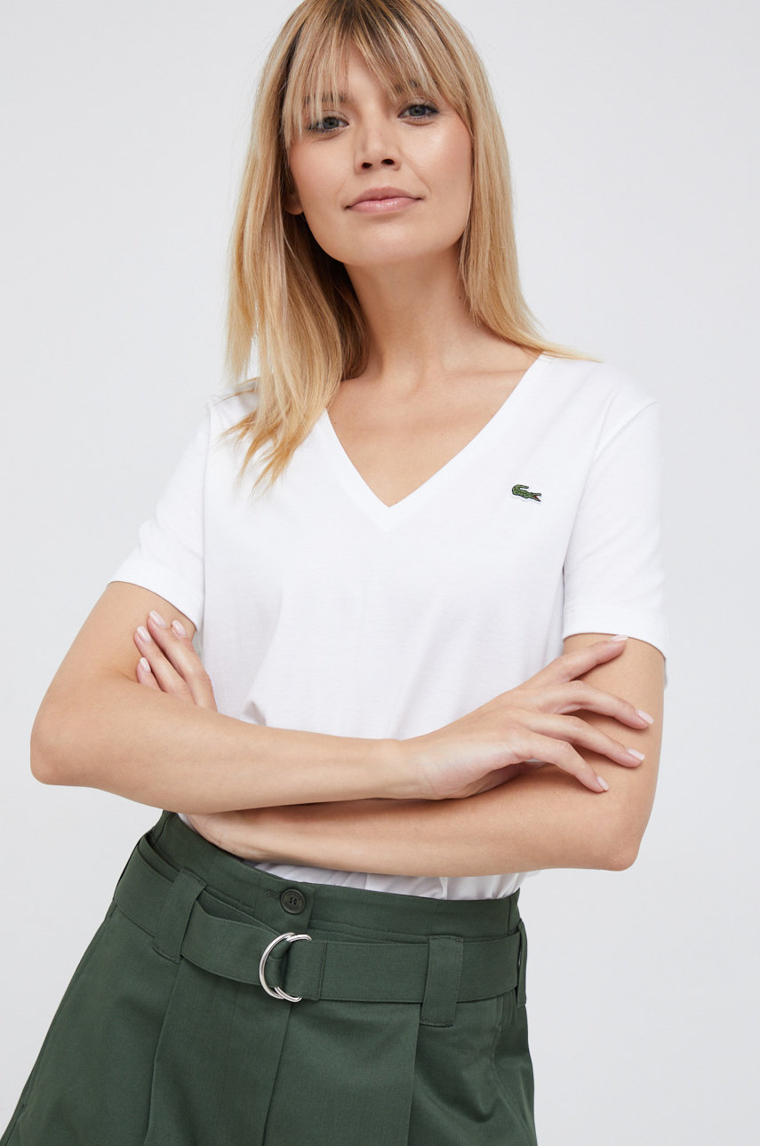 λευκό Βαμβακερό μπλουζάκι Lacoste TF8392 Γυναικεία