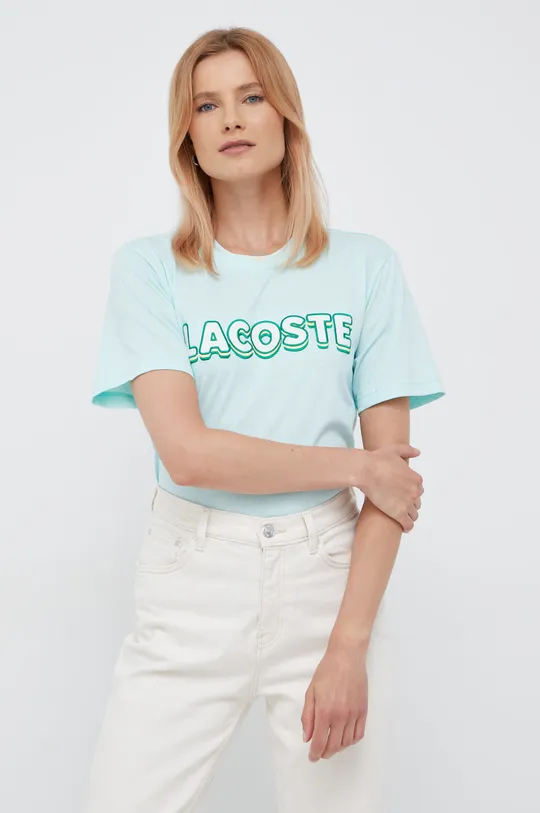 τιρκουάζ Βαμβακερό μπλουζάκι Lacoste