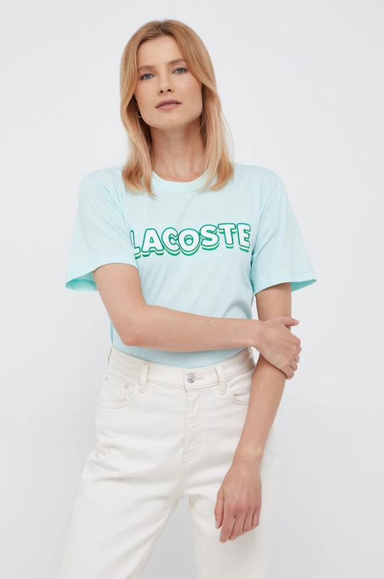 turkusowy Lacoste t-shirt bawełniany TF0202