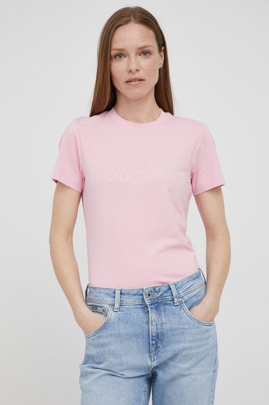 różowy Lacoste t-shirt