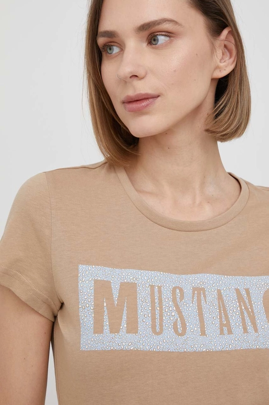 brązowy Mustang t-shirt bawełniany