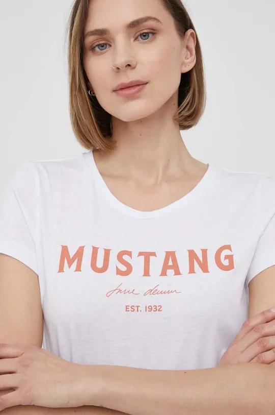 biela Bavlnené tričko Mustang