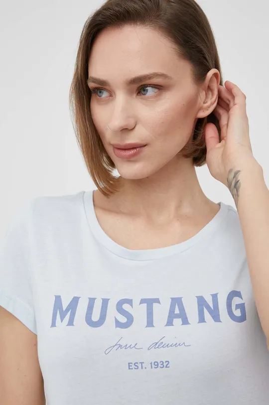 μπλε Βαμβακερό μπλουζάκι Mustang Γυναικεία