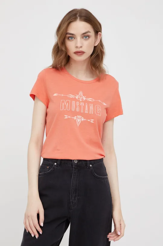 pomarańczowy Mustang t-shirt bawełniany Damski