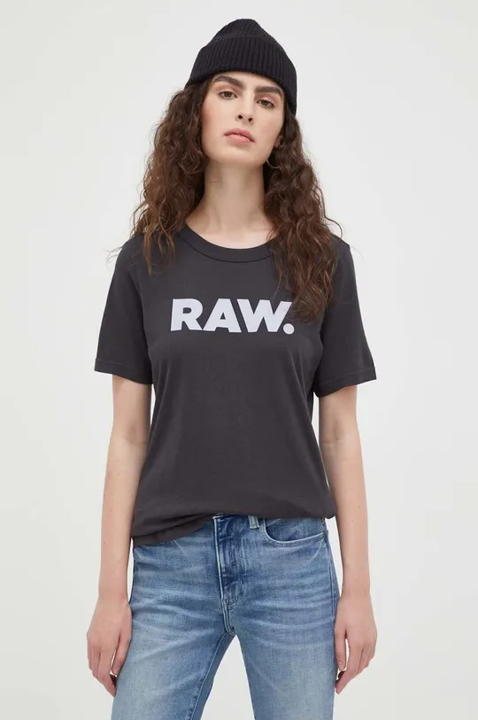 szürke G-Star Raw pamut póló