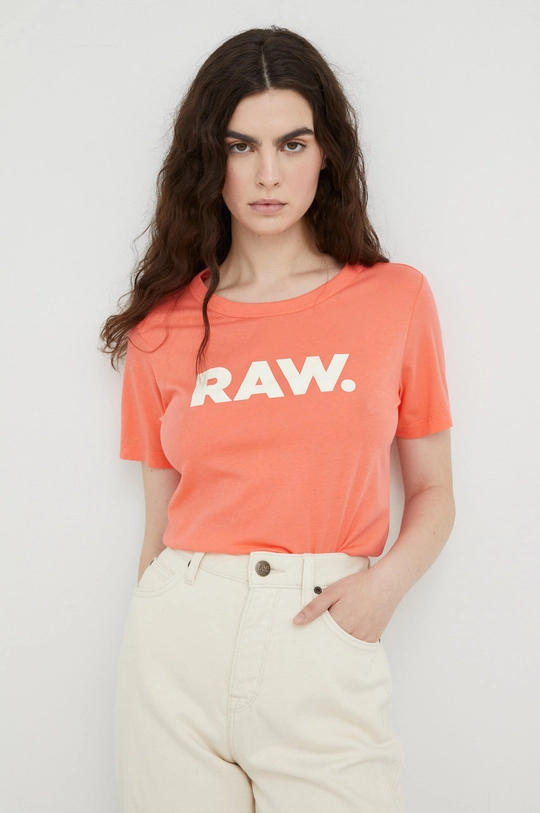 pomarańczowy G-Star Raw t-shirt bawełniany Damski