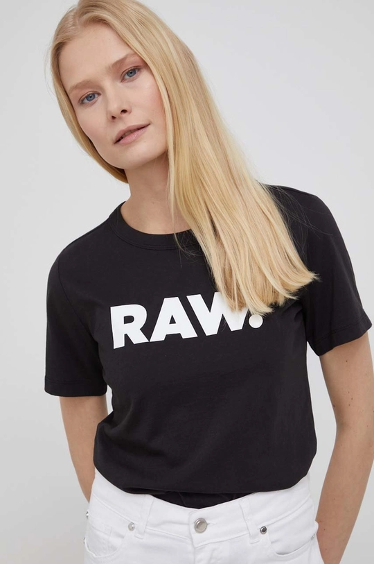 μαύρο Βαμβακερό μπλουζάκι G-Star Raw Γυναικεία