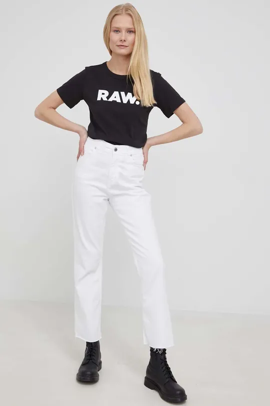 Bombažna kratka majica G-Star Raw črna