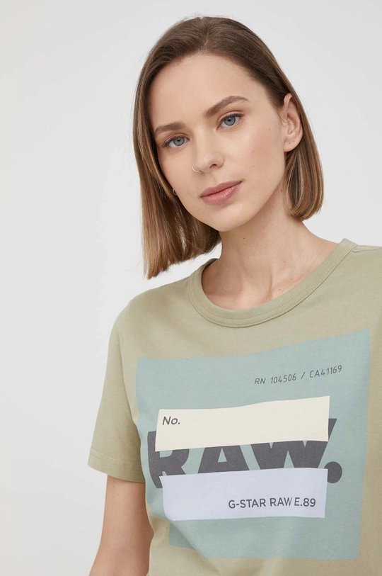 πράσινο Βαμβακερό μπλουζάκι G-Star Raw