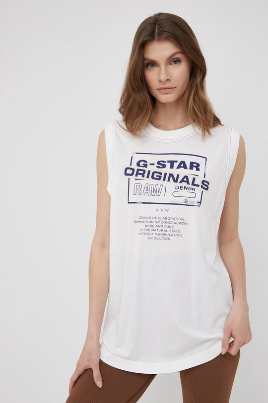 λευκό Βαμβακερό Top G-Star Raw