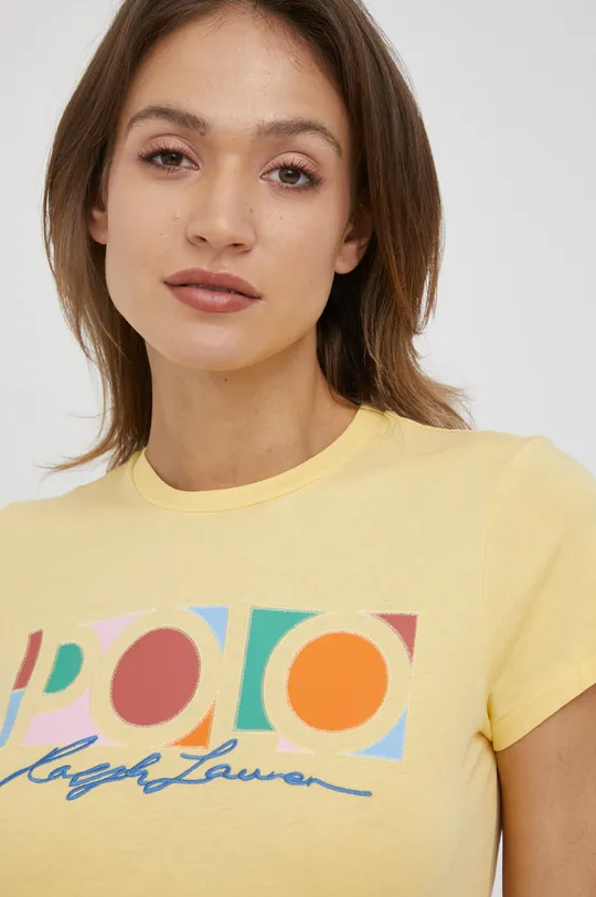 žltá Bavlnené tričko Polo Ralph Lauren Dámsky