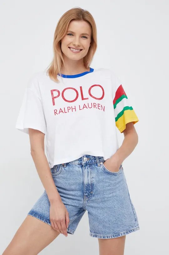 biały Polo Ralph Lauren t-shirt bawełniany 211863461001 Damski