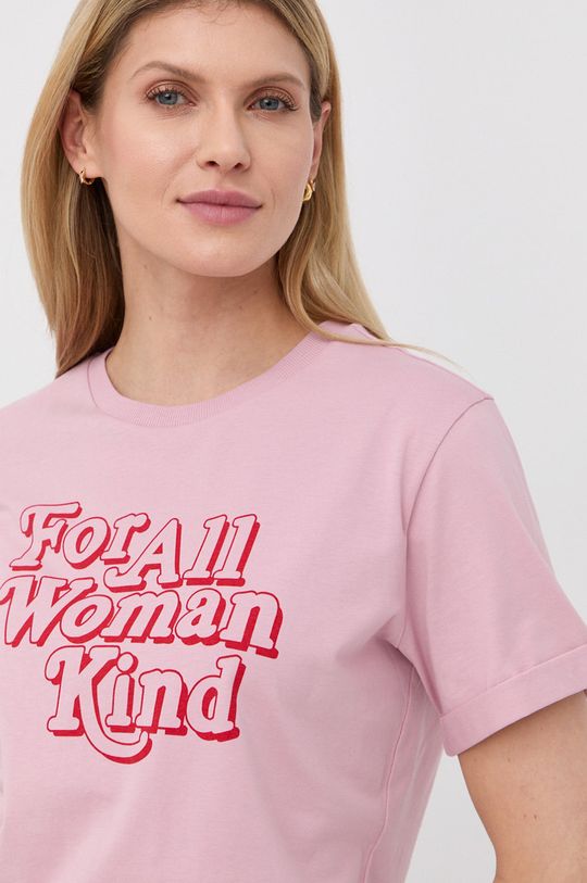 růžová Bavlněné tričko HUGO