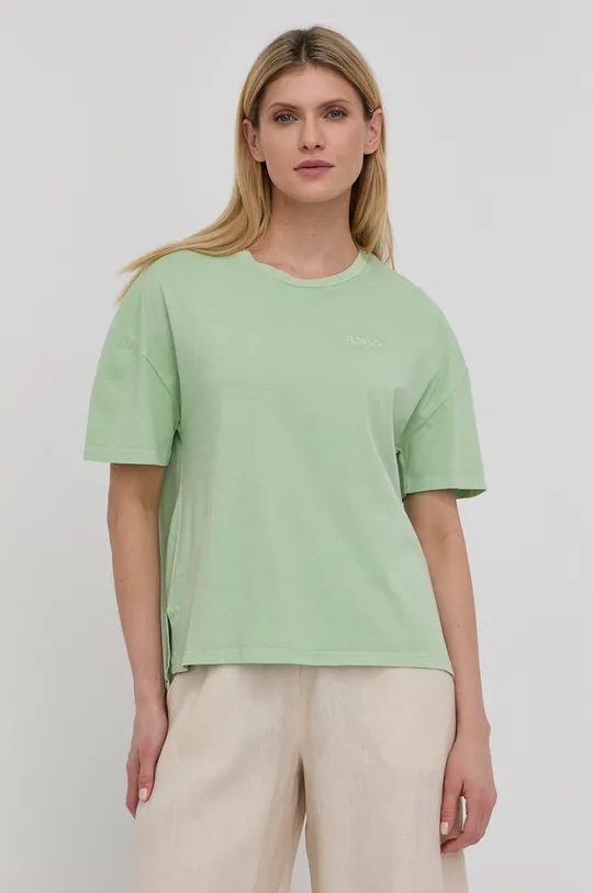 zelená Bavlnené tričko BOSS Dámsky