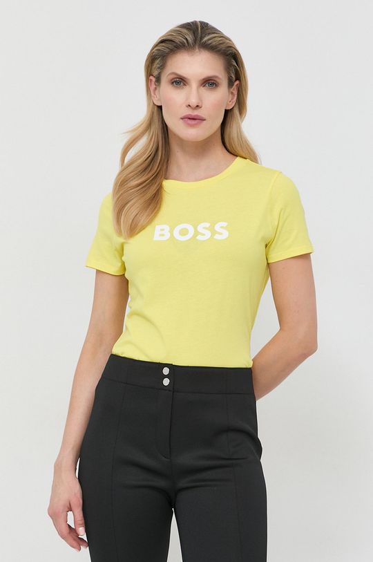 žlutá Bavlněné tričko BOSS Dámský