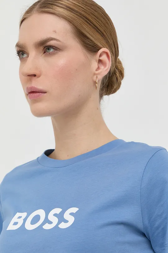 vijolična Bombažna kratka majica BOSS Ženski