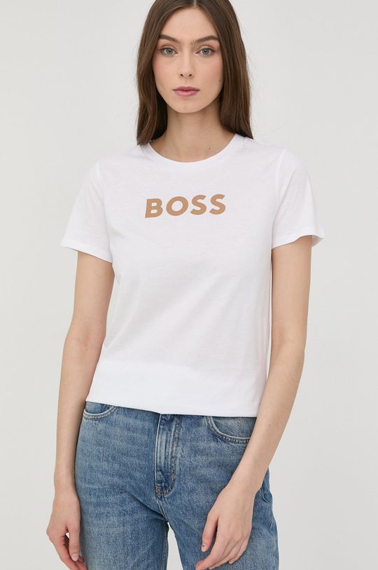bílá Bavlněné tričko BOSS