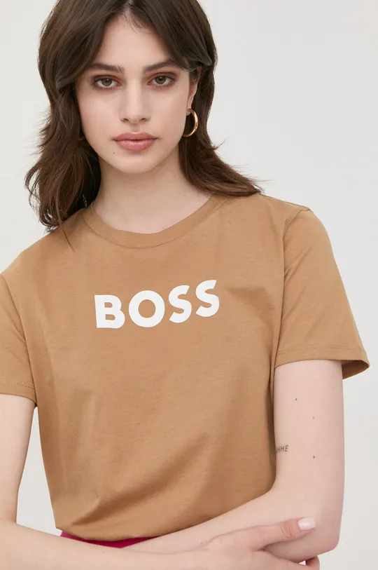 beżowy BOSS t-shirt bawełniany 50468356