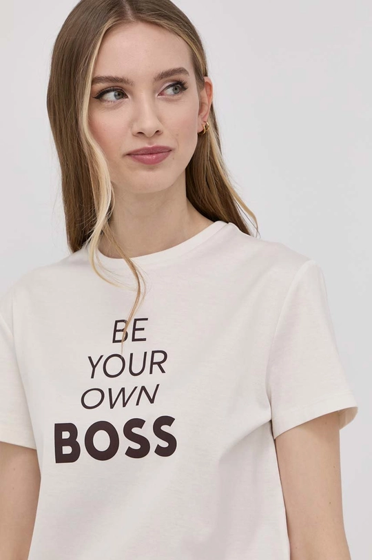 beżowy Boss t-shirt bawełniany 50468738