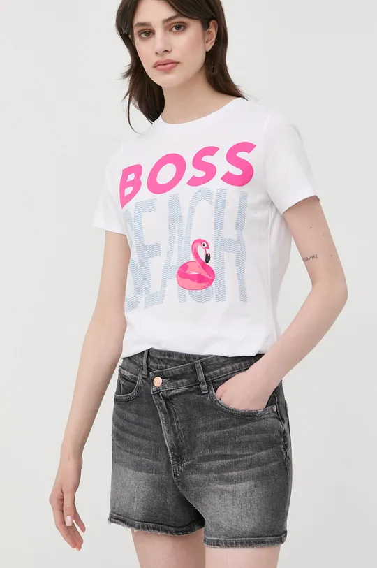 λευκό Βαμβακερό μπλουζάκι Boss