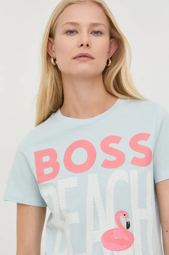 μπλε Βαμβακερό μπλουζάκι Boss Γυναικεία