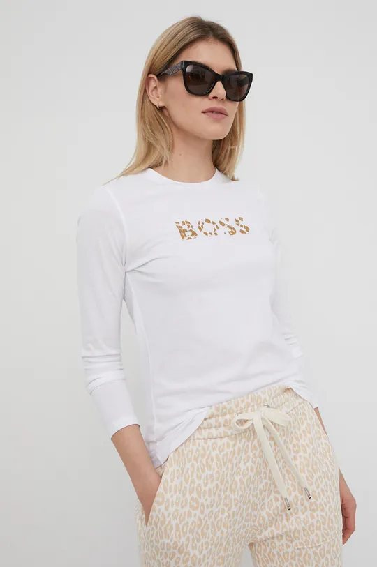 λευκό Βαμβακερό πουκάμισο με μακριά μανίκια Boss Γυναικεία
