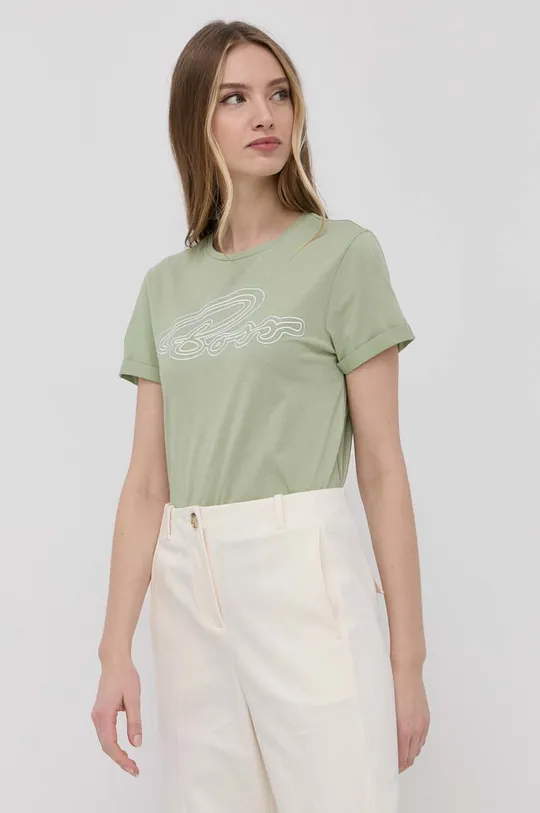 πράσινο Βαμβακερό μπλουζάκι Boss Γυναικεία