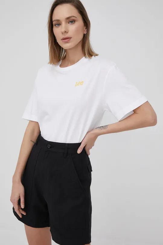 λευκό Βαμβακερό μπλουζάκι Lee Γυναικεία