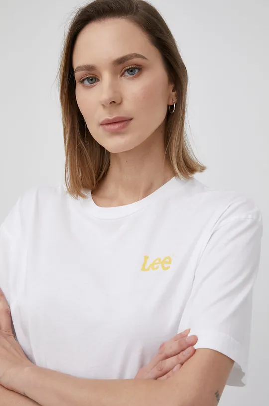 biały Lee t-shirt bawełniany