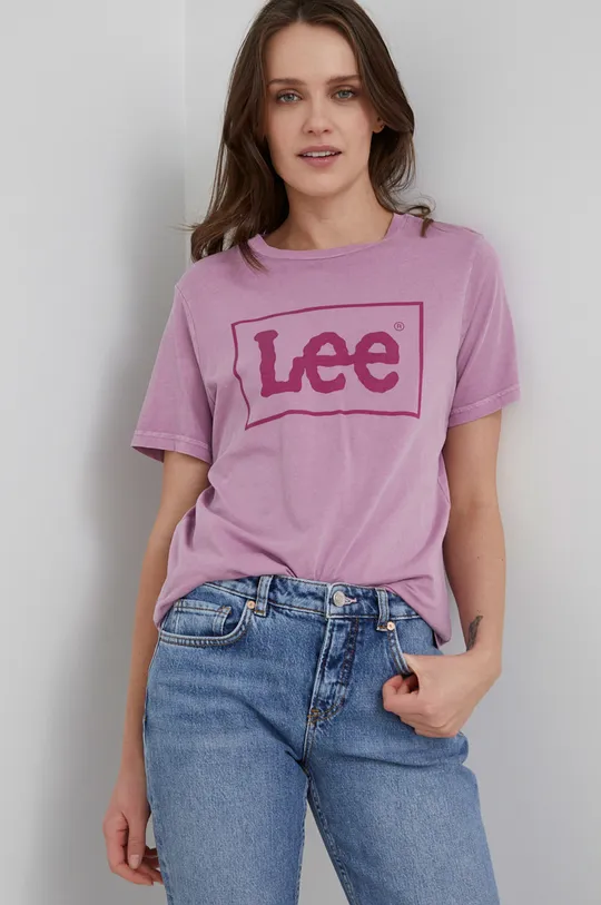 μωβ Lee - Βαμβακερό μπλουζάκι Γυναικεία