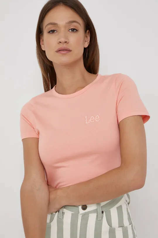 oranžová Bavlnené tričko Lee