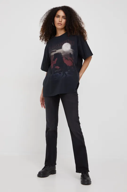 Βαμβακερό μπλουζάκι Wrangler μαύρο