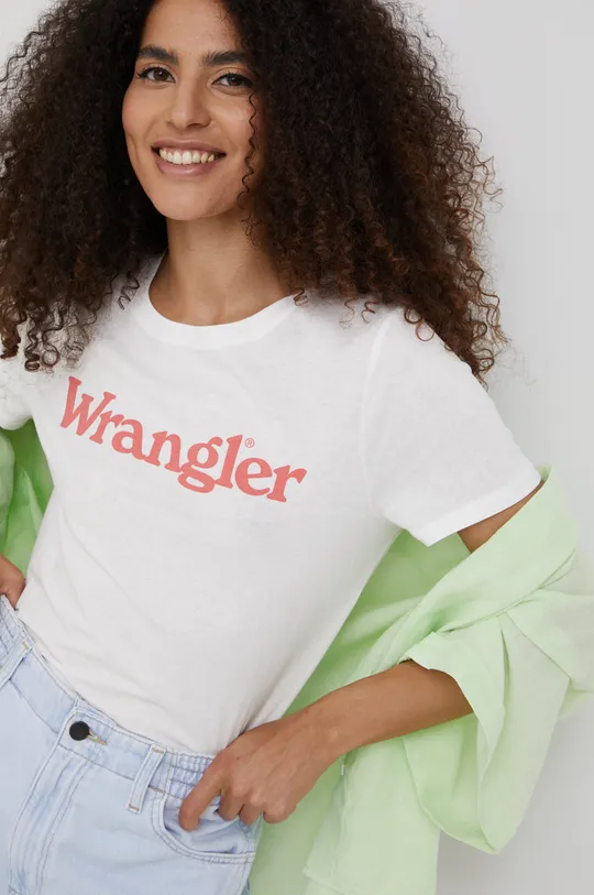 biały Wrangler t-shirt bawełniany Damski