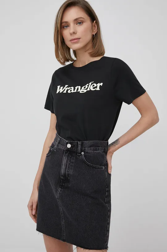 чёрный Хлопковая футболка Wrangler