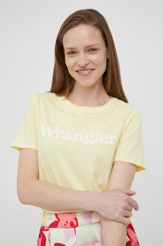 žltá Bavlnené tričko Wrangler Dámsky