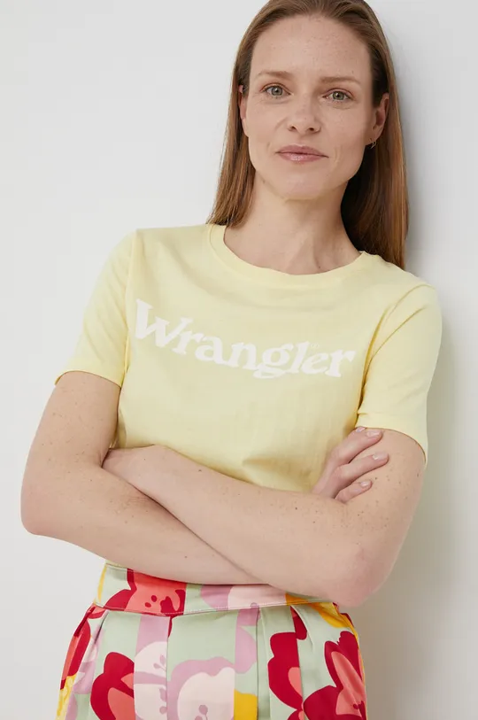 žltá Bavlnené tričko Wrangler