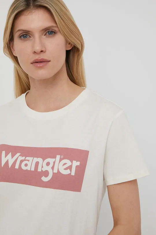 μπεζ Βαμβακερό μπλουζάκι Wrangler Γυναικεία