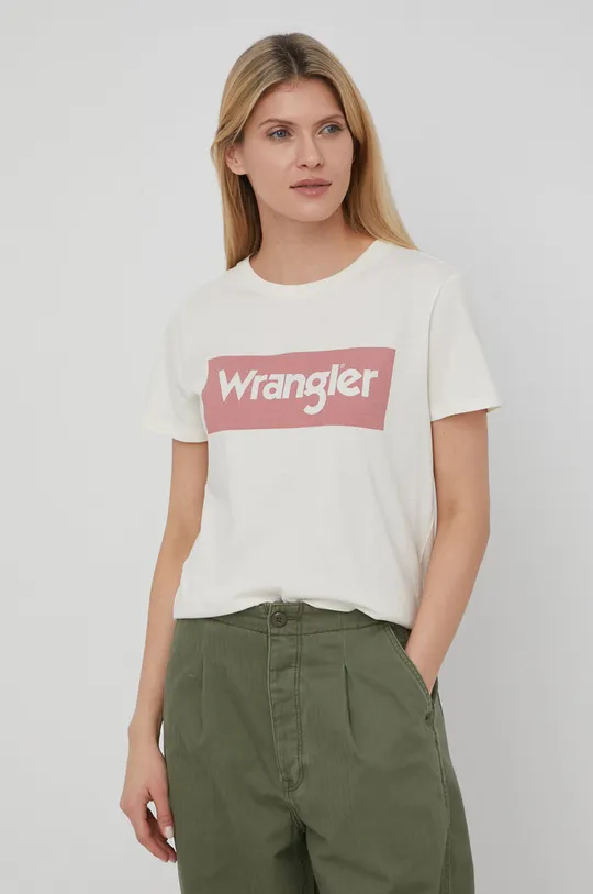 μπεζ Βαμβακερό μπλουζάκι Wrangler