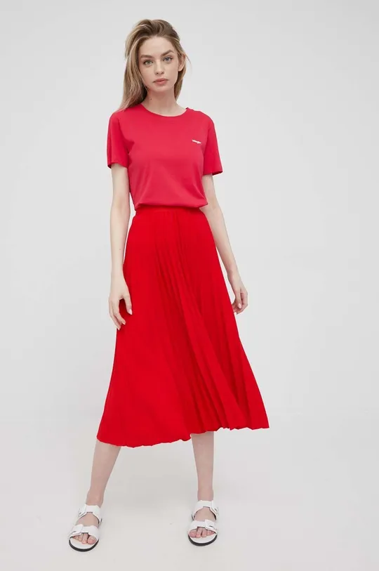 κόκκινο Βαμβακερό μπλουζάκι Wrangler Γυναικεία
