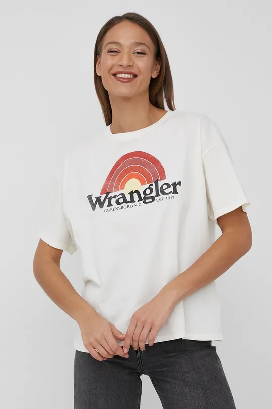 μπεζ Βαμβακερό μπλουζάκι Wrangler Γυναικεία