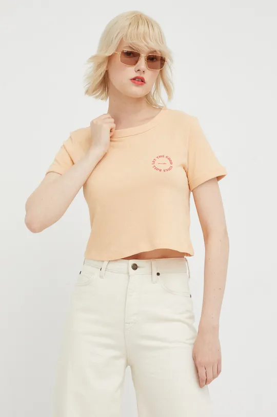 oranžová Bavlnené tričko Wrangler