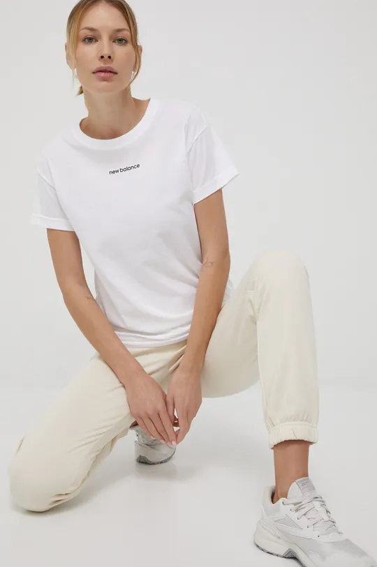 λευκό Μπλουζάκι προπόνησης New Balance Γυναικεία