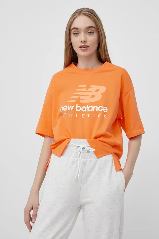 πορτοκαλί Βαμβακερό μπλουζάκι New Balance Γυναικεία