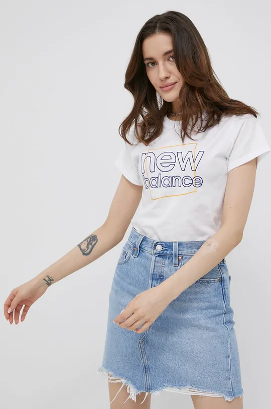λευκό Μπλουζάκι New Balance Γυναικεία